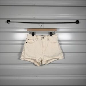 A+F White Denim High Waisted Cut Off Shorts Womens Size 27